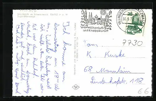 AK Villingen / Schwarzwald, Jugendherberge