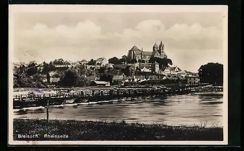 AK Breisach, Panorama, Rheinseite