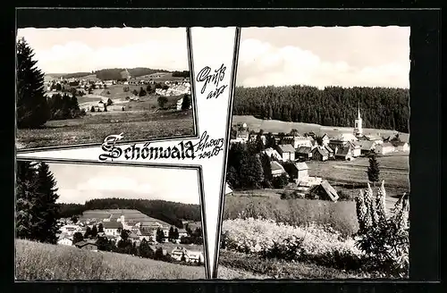 AK Schönwald / Schwarzwald, Ortsansicht mit Kirche