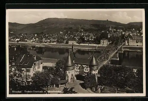 AK Traben-Trarbach, Ortsansicht mit Moselbrücke