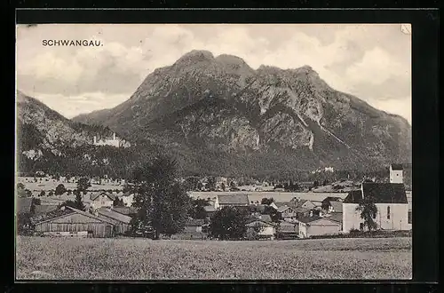 AK Schwangau, Ortsansicht aus der Vogelschau