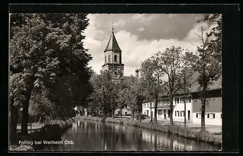 AK Polling / Obb., Blick zur Kirche