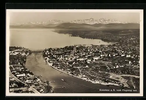 AK Konstanz, Ortsansicht vom Flugzeug aus gesehen