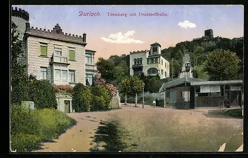 AK Durlach, Turmberg mit Drahtseilbahn