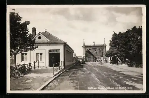 AK Kehl am Rhein, Zollhaus mit Rheinbrücke