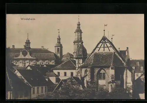 AK Windsheim, Ortspartie mit Kirche
