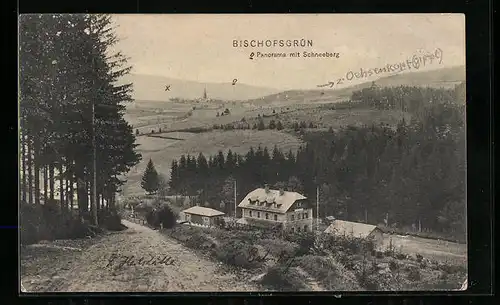 AK Bischofsgrün, Panorama mit Schneeberg