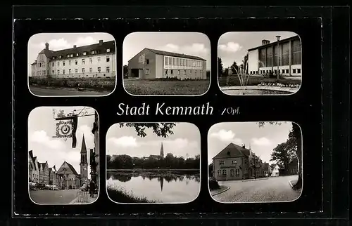 AK Kemnath / Opf., Ortspartie, Blick zur Kirche, Strassenpartie