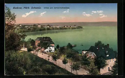 AK Buckow / Märk. Schweiz, Villen am Schermützelsee