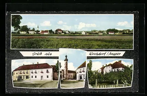 AK Kirchdorf / Amper, Ortsansicht, Strassenpartie und Kirche