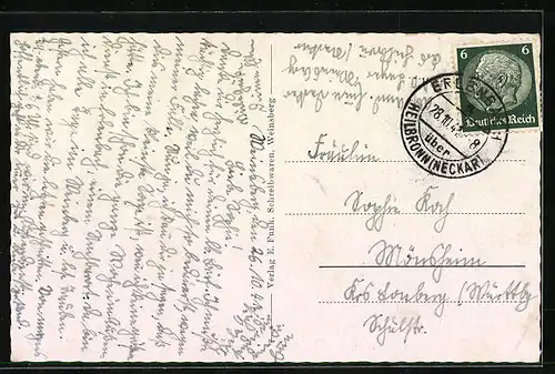 AK Weinsberg, Ortsansicht mit Weibertreu