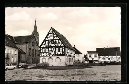 AK Schifferstadt / Pfalz, Altes Rathaus und St. Jakobus-Kirche