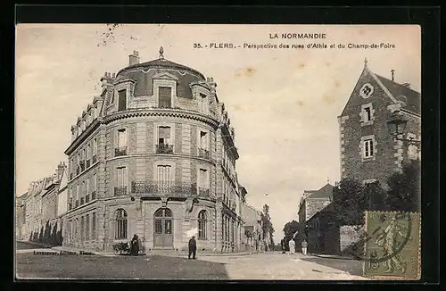 AK Flers, Perspective des rues d`Athis et du Champ-de-Foire