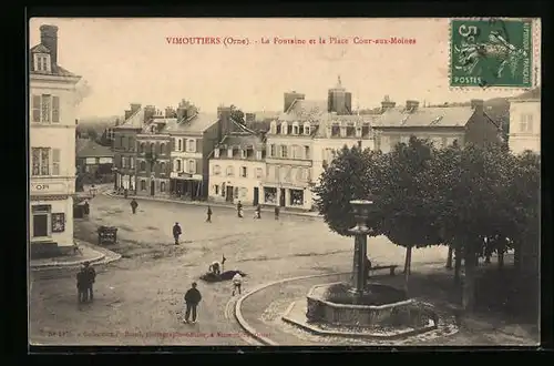 AK Vimoutiers, La Fontaine et la Place Cour-aux-Moines