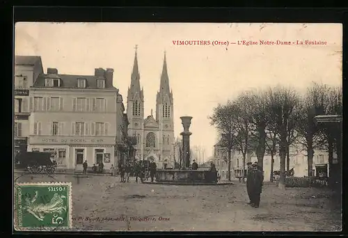 AK Vimoutiers, L`Eglise Notre-Dame, La Fontaine