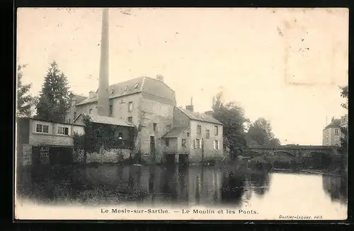 AK Le Mesle-sur-Sarthe, Le Moulin et les Ponts