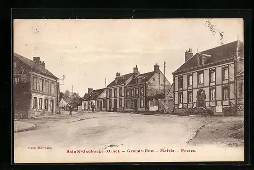 AK Sainte-Gauburge, Grande-Rue, Mairie, Postes