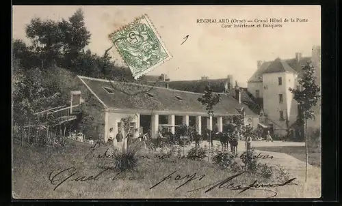 AK Rémalard, Grand Hotel de la Poste, Cour intérieure et Bosquets