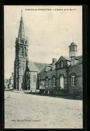 AK Passais-la-Conception, L`Eglise et la Mairie