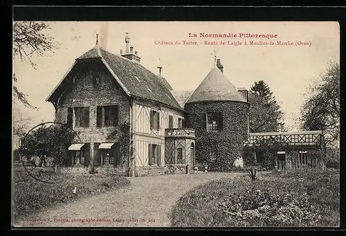 AK Moulins-la-Marche, Le Chateau du Tertre, Route de Laigle