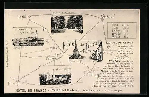 AK Tourouvre, Hotel de France, La Chapelle, Le Monastère