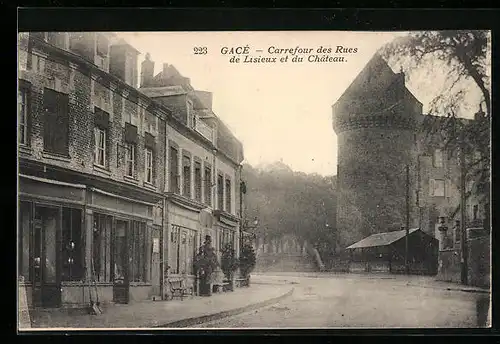 AK Gacé, Carrefour des Rues de Lisieux et du Chateau