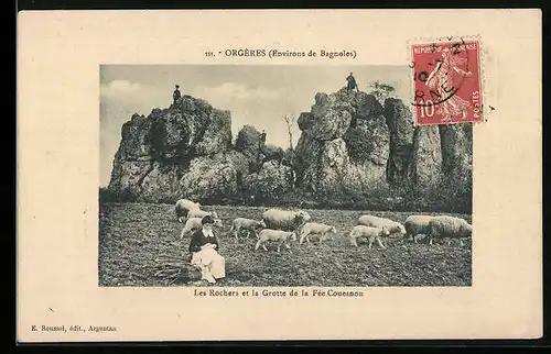 AK Orgères, Les Rochers et la Grotte de la Fée Couesnon