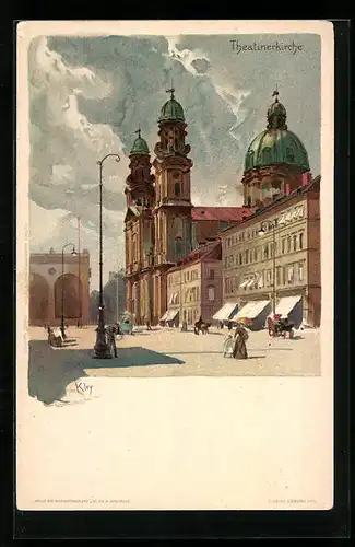 Künstler-AK Heinrich Kley: München, Theatinerkirche