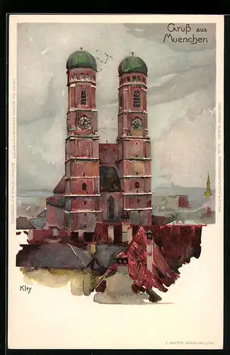 Künstler-AK Heinrich Kley: München, Frauenkirche