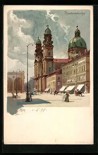 Künstler-AK Heinrich Kley: München, Theatinerkirche