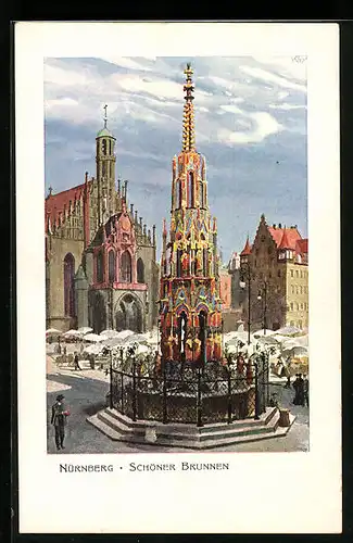 Künstler-AK Heinrich Kley: Nürnberg, Schöner Brunnen