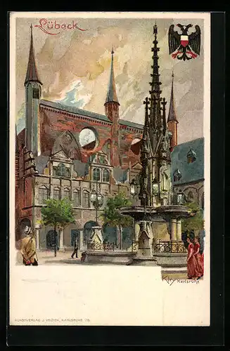 Künstler-AK Heinrich Kley: Lübeck, Rathaus, Wappen