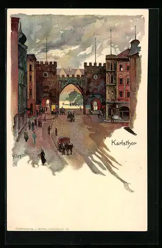 Künstler-AK Heinrich Kley: München, Karlsthor