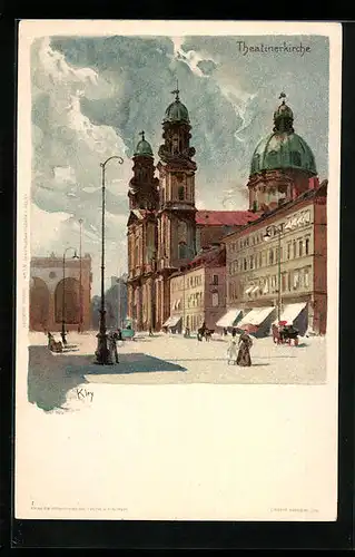 Künstler-AK Heinrich Kley: München, Theatinerkirche