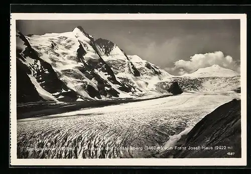 AK Grossglockner mit Pasterze und Johannisberg vom Franz Josef Haus gesehen, Gletscher