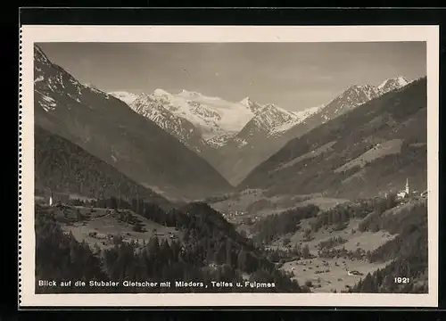 AK Stubaier Gletscher mit Mieders, Telfes und Fulpmes