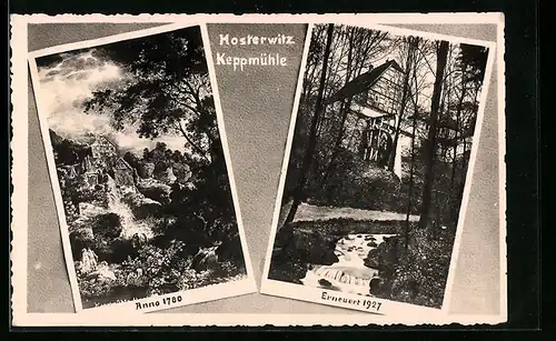 AK Dresden-Hosterwitz, Die Keppmühle im Jahre 1780 und 1927