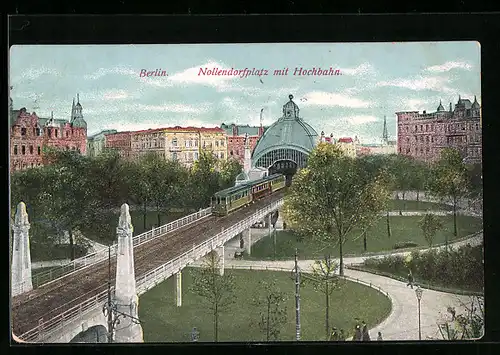 AK Berlin-Schöneberg, Nollendorfplatz mit Hochbahn