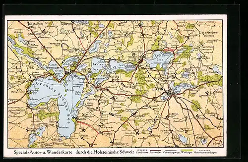 AK Eutin, Landkarte der Holsteinischen Schweiz mit Plöner See