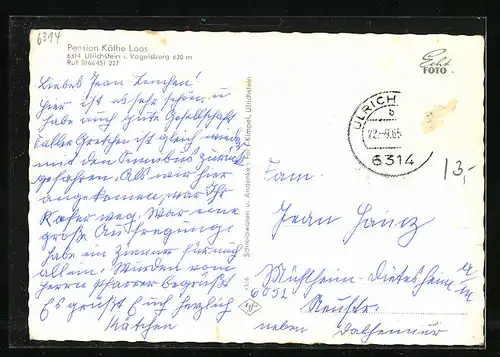 AK Ulrichstein i. Vogelsberg, Pension Käthe Loos, Ortsansicht