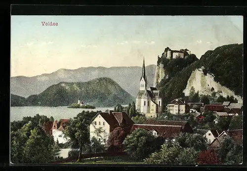 AK Veldes, Ortsansicht mit Wasserpartie