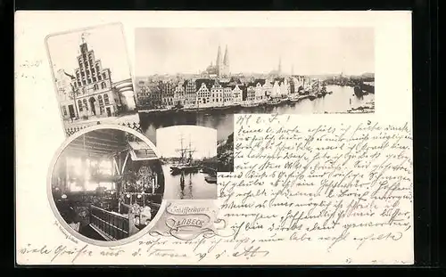 AK Lübeck, Haus der Schiffergesellschaft, Uferpartie