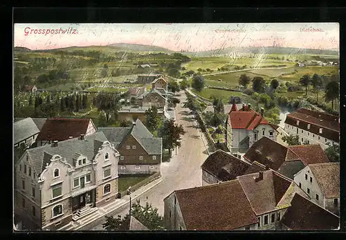 AK Grosspostwitz, Ortspartie aus der Vogelschau