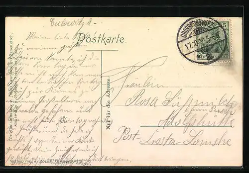 AK Grosspostwitz, Ortspartie aus der Vogelschau