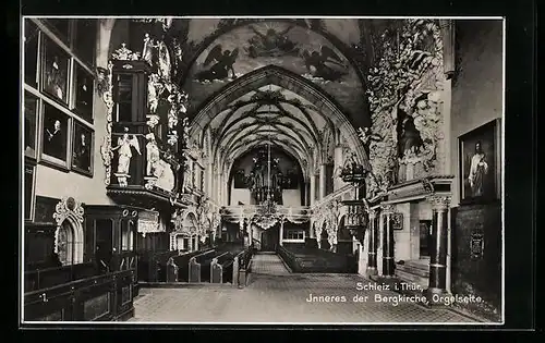 AK Schleiz /Thür., Inneres der Bergkirche, Orgelseite