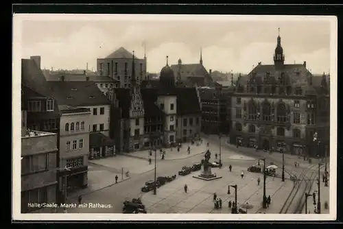 AK Halle /Saale, Markt mit Rathaus