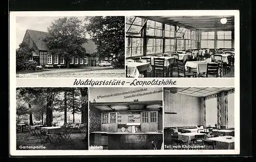 AK Schapdetten /Westf., Waldgaststätte Leopoldshöhe, Innen- und Aussenansicht