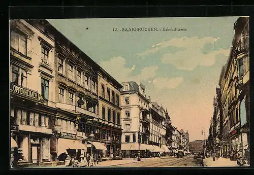AK Saarbrücken, Blick in die Bahnhofstrasse
