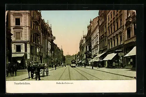 AK Saarbrücken, Blick in die Bahnhofstrasse