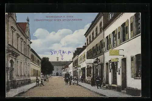 AK Germersheim a. Rhein, Ludwigstrasse gegen Seysselkaserne